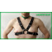 CLOSEOUT Latigo Leather X-Chest Harness BLACK with 4 buckles 1.5 inch wide strap