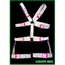 Chap Leather X-Chest Torso Legs Harness 8-buckle 8-ring